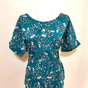 Slig | Green Floral Blouse | US women's size Small